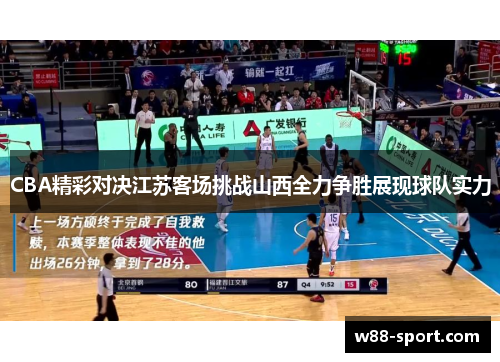 CBA精彩对决江苏客场挑战山西全力争胜展现球队实力